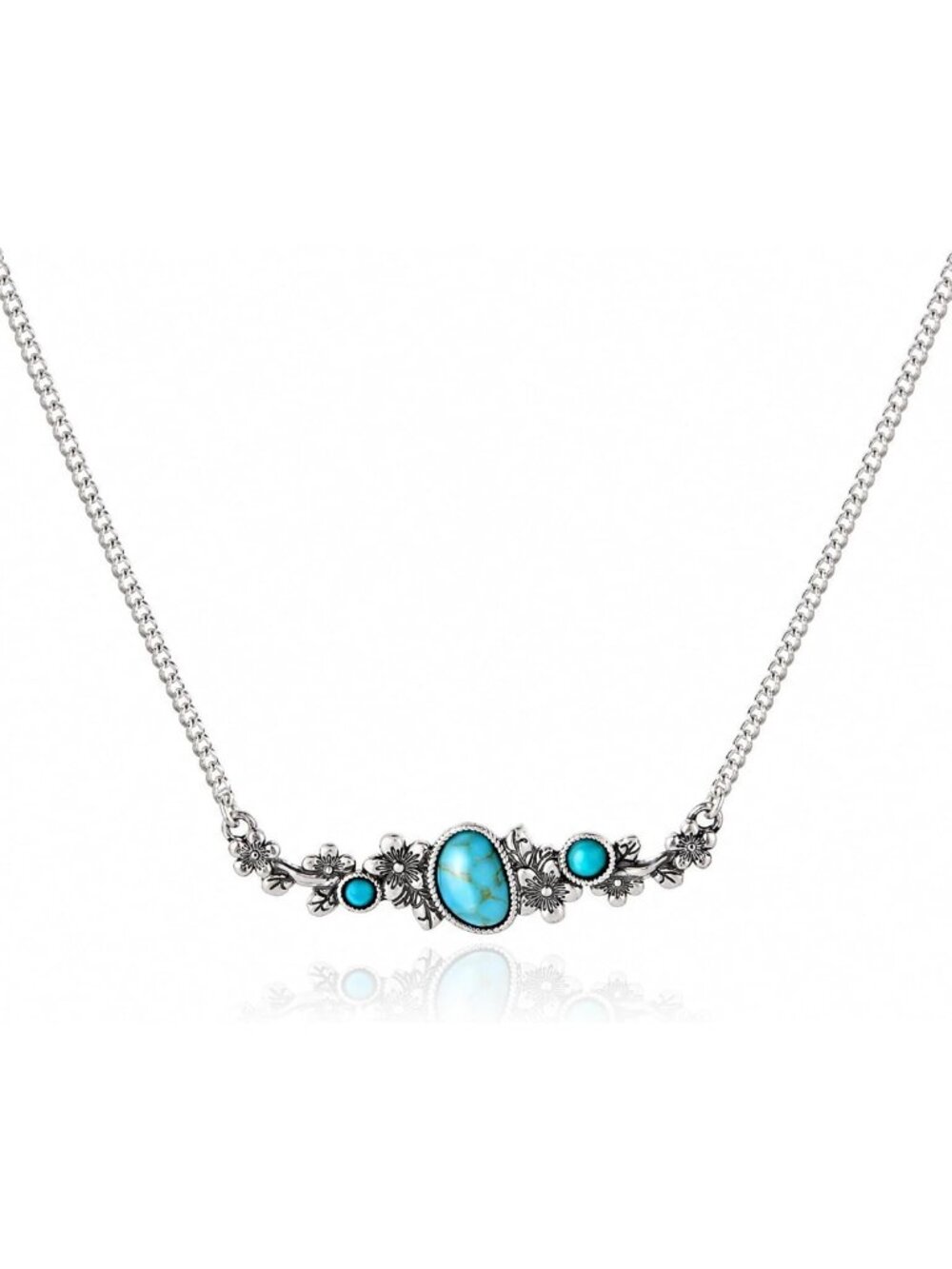 Floral Turquoise Stone Necklace | Boho Chic Jewelry for Women | Unique Gift Idea